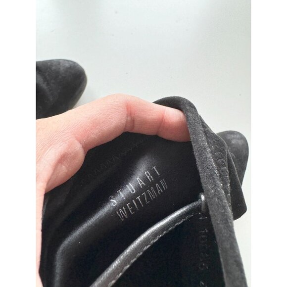 STUART WEITZMAN Catch Black Suede Block Heel Ankle Tie Booties Boots, Size 40.5 - Picture 13 of 15